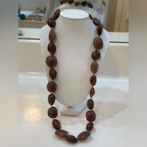 NUT NECKLACE Brown Necklace Featuring Various Size Nut’s. Unique - Picture 1 of 7